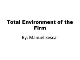 Total Environment of the Firm By: Manuel Sescar 
