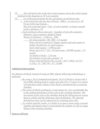 Total Erythrocyte Count By Hemocytometer | PDF