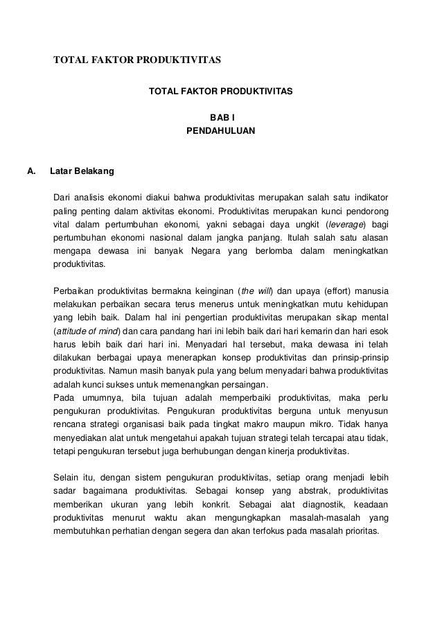 Total Faktor Produktivitas