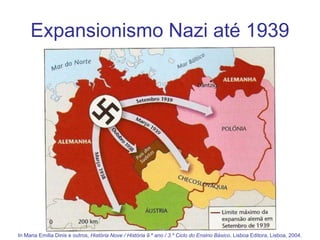 Expansionismo Nazi até 1939
In Maria Emília Dinis e outros, História Nove / História 9.º ano / 3.º Ciclo do Ensino Básico, Lisboa Editora, Lisboa, 2004.
 