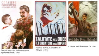 « Saluez le Duce, le fondateur de
l’Empire », 1943"Merci à notre cher Staline pour notre
enfance heureuse", 1950
« Longue vie à l’Allemagne ! », 1930
 