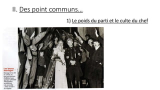 II. Des point communs…
1) Le poids du parti et le culte du chef
 