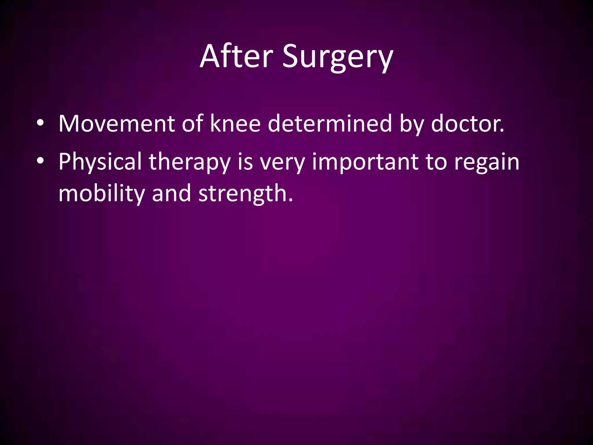 Total knee replacement nursing management