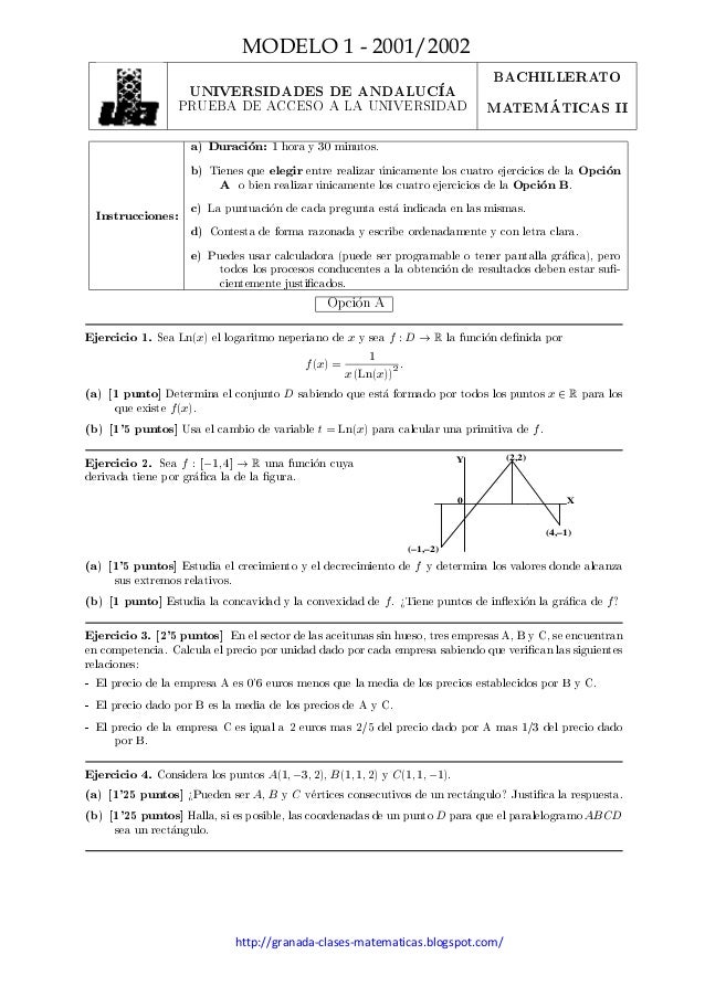 Enunciados Examenes Selectividad Matematicas Ii Andalucia 02 13