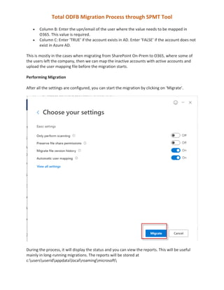 Total ODFB Migration Process through SPMT Tool | PDF