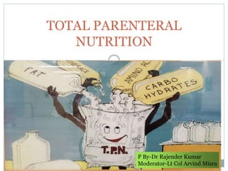 TOTAL PARENTERAL
NUTRITION
P By-Dr Rajender Kumar
Moderator-Lt Col Arvind Misra
 