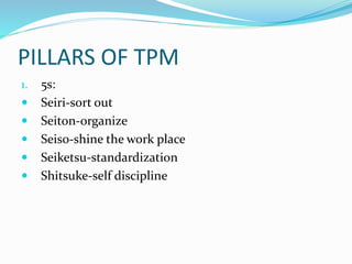 Tpm Sort Example Total productive maintenance | PPTX
