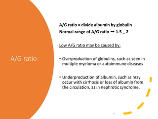 Total protein , globulin and a g ratio | PPSX