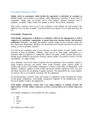 Total quality management as # 01 | DOCX