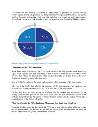 Iterative Pdsa Total quality management as # 01 | DOCX