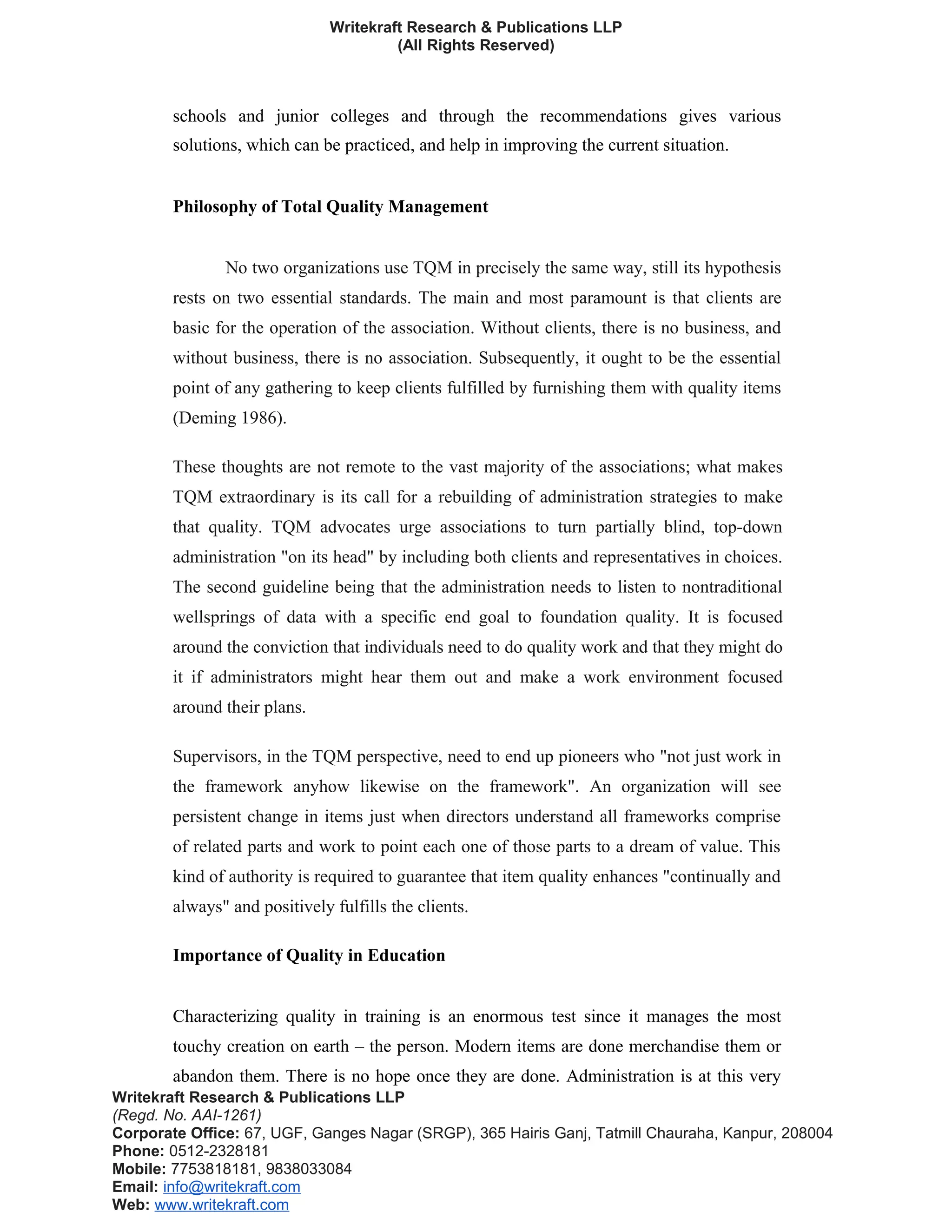 Total quality management in education in secondary and higher secondary ...