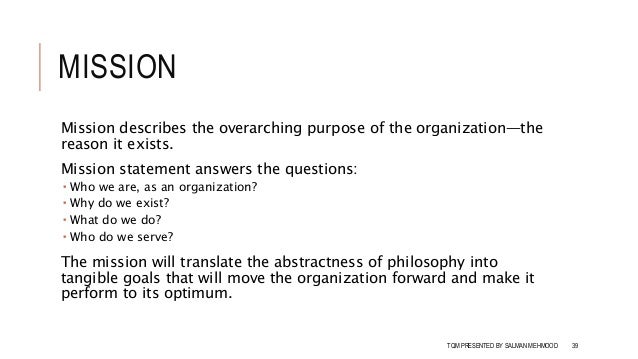 What is quality statement in tqm