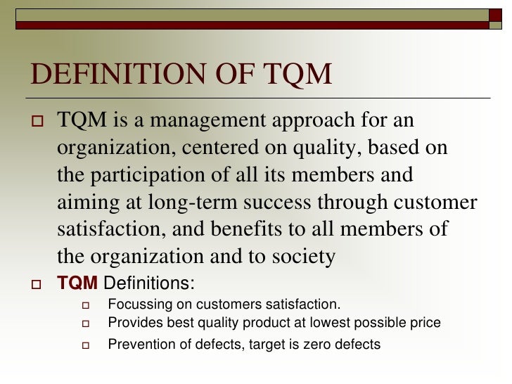 total quality management that will satisfy customers need both internal and external That bears on its ability to satisfy given needs ” • quality is fitness for use customer (internal and external) aimed at satisfaction at the customer level total quality management has a close relationship between the below two quality parameters jit–just in time. total quality management that will satisfy customers need both internal and external That bears on its ability to satisfy given needs ” • quality is fitness for use customer (internal and external) aimed at satisfaction at the customer level total quality management has a close relationship between the below two quality parameters jit–just in time.