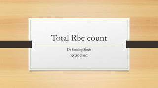 Total Rbc count
Dr Sandeep Singh
NCSC GMC
 