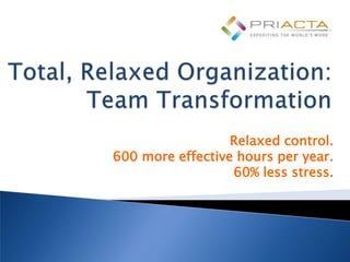 Relaxed control.
600 more effective hours per year.
                  60% less stress.
 