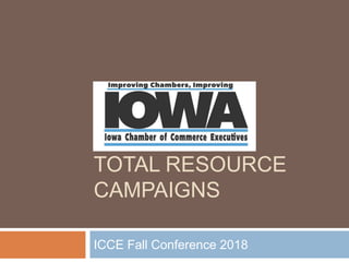 TOTAL RESOURCE
CAMPAIGNS
ICCE Fall Conference 2018
 