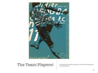 The Team!Players! All talented & skilled people you need providing value
with ﬂexibility!
6
 