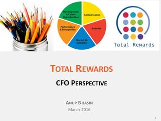 TOTAL REWARDS
CFO PERSPECTIVE
ANUP BHASIN
March 2016
1
 