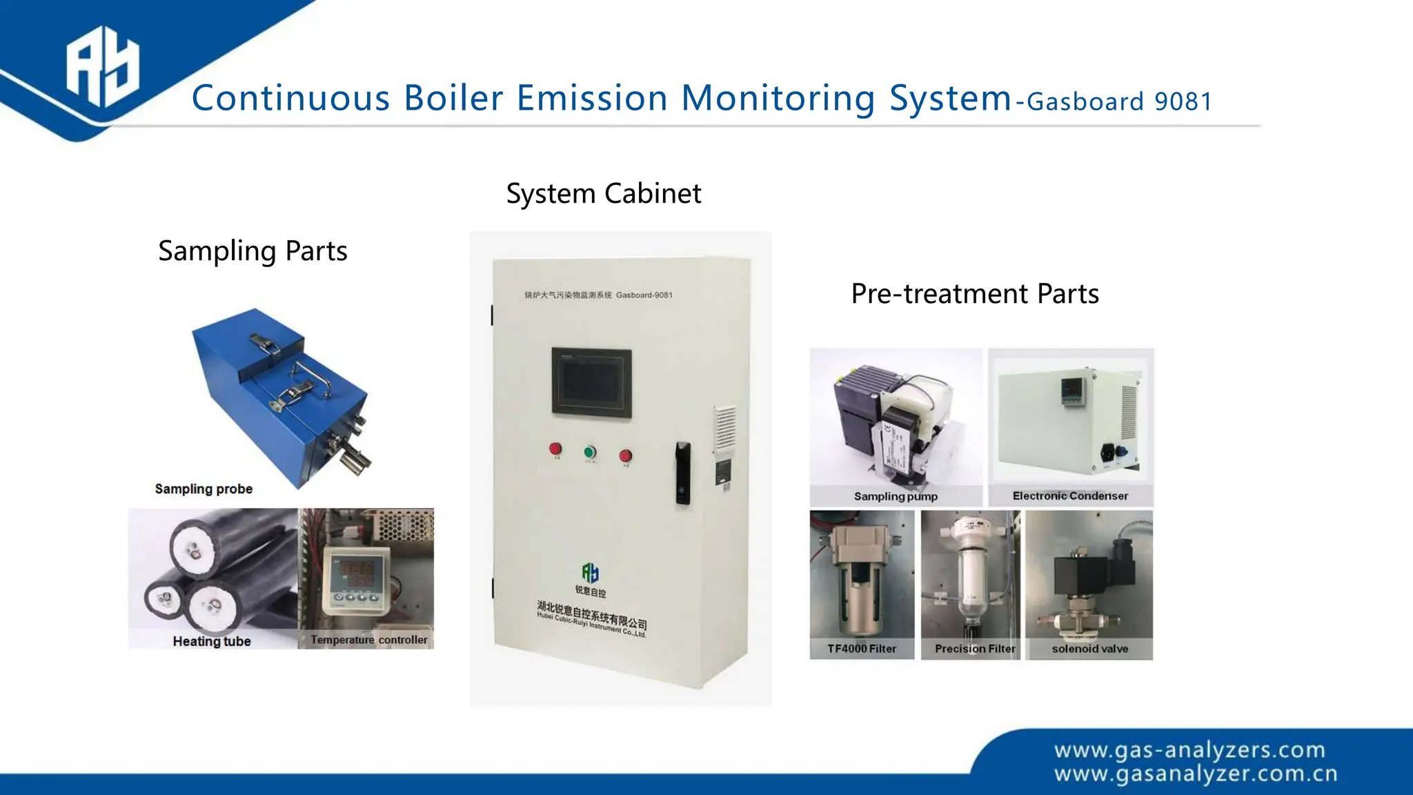 Continuous Boiler Emission Monitoring System-Gasboard 9081
System Cabinet
Sampling Parts
Pre-treatment Parts
 