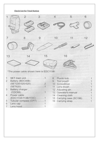Check List for Total Station 
 