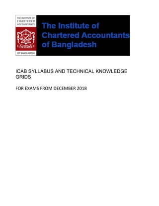  
 
 
ICAB SYLLABUS AND TECHNICAL KNOWLEDGE
GRIDS
FOR EXAMS FROM DECEMBER 2018 
 
