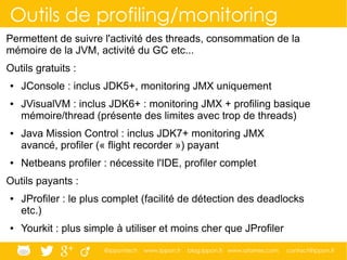 @ippontech www.ippon.fr blog.ippon.fr www.atomes.com contact@ippon.fr
Le monitoring avec JMX (1/2)
● Solution « standard »...