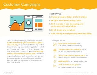 13Customer Success Platform Buyer’s Guide |
Customer Campaigns
Examples include:
Scale email interactions with
customers, ...