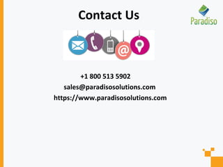 Contact Us
+1 800 513 5902
sales@paradisosolutions.com
https://www.paradisosolutions.com
 