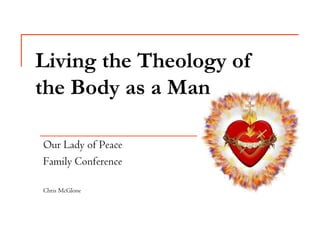 Living the Theology of
the Body as a Man

Our Lady of Peace
Family Conference

Chris McGlone
 