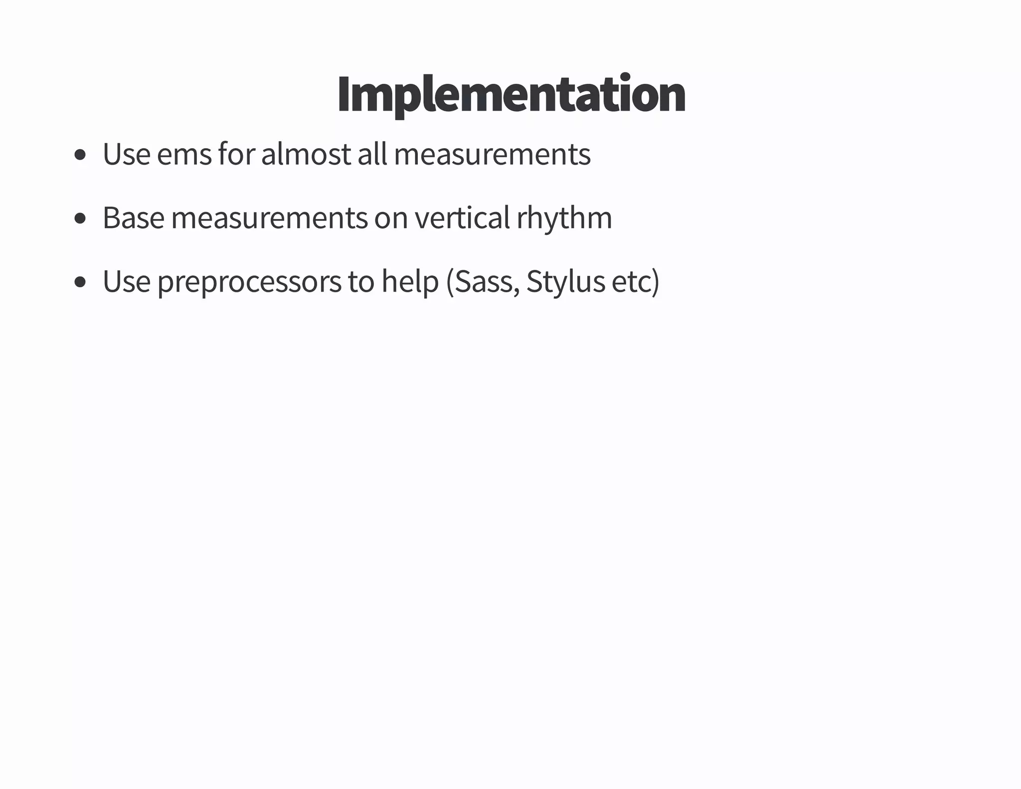 cte sulytS ssaS

pleh ot srossecorperp esU

mhtyhr lacitrev no stnemerusaem esaB

stnemerusaem lla tsomla rof sme esU

noitatnemelpmI

 