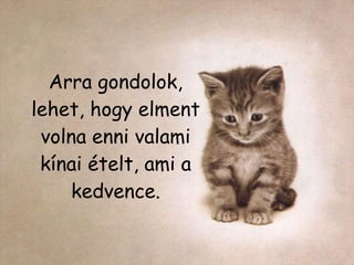 Arra gondolok, lehet, hogy elment volna enni valami kínai ételt, ami a kedvence. 