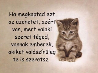 Ha megkaptad ezt az üzenetet, azért van, mert valaki szeret téged, vannak emberek, akiket valószínűleg te is szeretsz.   