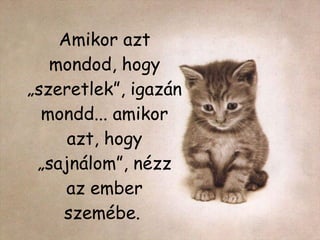 Amikor azt mondod, hogy „szeretlek”, igazán mondd... amikor azt, hogy „sajnálom”, nézz az ember szemébe.   
