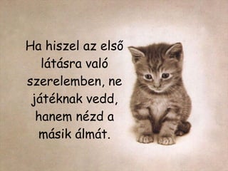 Ha hiszel az első látásra való szerelemben, ne játéknak vedd, hanem nézd a másik álmát. 