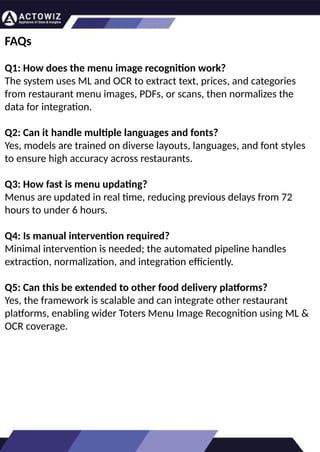 How to Effectively Use Competitor Price
Trackers: Operational Guidance and Benefits
Introductio
n
In the dynamic landscape of eCommerce, pricing strategy stands paramount, especially for digital
storefronts. Modern consumers are discerning, often prioritizing price comparison as a pivotal step before
purchasing. The allure of securing the best deals and most competitive prices drives this behavior.
Consequently, a significant portion of online shoppers actively engage in price monitoring across various
platforms. Recognizing this trend, online retailers must adeptly employ competitor price trackers to stay
ahead.
By leveraging retail data scraping techniques, businesses can collect comprehensive retail data, offering
insights into the broader market's pricing landscape. Such price intelligence empowers retailers to craft a
robust pricing strategy, bolstering sales, enhancing profit margins, and fostering customer loyalty.
Moreover, a data-driven eCommerce pricing approach ensures competitiveness, with dynamic pricing
becoming increasingly prevalent.
In essence, utilizing a competent competitor price tracker facilitates effective pricing optimization and
solidifies a retailer's position in the fiercely competitive eCommerce arena.
How to Use Zomato API to Scrape Restaurant
Data – A Detailed Guide
In the dynamic world of digital gastronomy, where culinary delights and dining experiences are
increasingly explored and celebrated online, the demand for up-to-date restaurant data is
insatiable. As food enthusiasts and businesses seek the latest insights into menus, reviews, and
more, the Zomato API emerges as a powerful tool for scraping this invaluable information.
Introduction
Our comprehensive guide delves into the intricate art of utilizing the Zomato API to scrape
restaurant data. Whether you're a restaurateur striving to understand your competitors, a food
blogger searching for fresh content, or a data enthusiast eager to explore culinary trends, this
guide will serve as your compass in the world of data extraction.
We will navigate through the intricacies of Zomato Scraper, uncovering its capabilities to provide
you with rich, real-time restaurant data. From scraping restaurant details to accessing customer
reviews, our detailed guide ensures that you harness the full potential of this resource.
What are Datasets? - A Comprehensive Guide
This blog will provide a comprehensive overview of datasets, including their definition, different
types of datasets, and strategies for maximizing the value of data.
What is a Dataset?
Extracting Information from TripAdvisor: A
Guide to Scraping Data from Hotels and
Restaurants
Introduction
Leveraging the appropriate API makes scraping TripAdvisor on a large scale a straightforward task.
You don't need to possess advanced computer skills to achieve this. Our comprehensive, step-by-
step guide is designed to walk you through extracting data from TripAdvisor using a user-friendly
web scraping tool.
TripAdvisor stands out as a powerhouse with an extensive database comprising over 8 million
locations, 1 billion reviews, and support for 29 languages. As of 2022, when the cumulative reviews
surpassed the one billion mark, it became evident that TripAdvisor's meticulous gaze would soon
cover every restaurant, hotel, vacation rental, or attraction listing.
Amidst TripAdvisor's vast sea of information lies a treasure trove awaiting extraction, analysis, and
innovative presentation. For those in the tourism, hospitality, or travel sectors, harnessing
TripAdvisor data proves invaluable for monitoring competitors and supporting strategic business
decisions. The TripAdvisor Scraper facilitates seamless and rapid web scraping, offering the most
straightforward route to consistently obtaining data at scale. This article delves into the myriad
benefits of scraping TripAdvisor, shedding light on how this process can be initiated, including
exploring the initial steps involving API utilization. Dive into the realm of data-driven insights with
TripAdvisor scraping.
Unlocking the Potential: The
Advantages of Scraping TripAdvisor
Data
FAQs
Q1: How does the menu image recognition work?
The system uses ML and OCR to extract text, prices, and categories
from restaurant menu images, PDFs, or scans, then normalizes the
data for integration.
Q2: Can it handle multiple languages and fonts?
Yes, models are trained on diverse layouts, languages, and font styles
to ensure high accuracy across restaurants.
Q3: How fast is menu updating?
Menus are updated in real time, reducing previous delays from 72
hours to under 6 hours.
Q4: Is manual intervention required?
Minimal intervention is needed; the automated pipeline handles
extraction, normalization, and integration efficiently.
Q5: Can this be extended to other food delivery platforms?
Yes, the framework is scalable and can integrate other restaurant
platforms, enabling wider Toters Menu Image Recognition using ML &
OCR coverage.
 