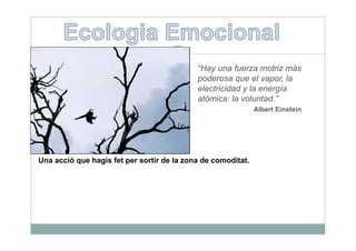 “Hay una fuerza motriz más
                                             Hay
                                            poderosa que el vapor, la
                                            electricidad y la energía
                                            atómica: l voluntad.”
                                             tó i     la l t d ”
                                                              Albert Einstein




Una acció que hagis fet per sortir de la zona de comoditat.
 