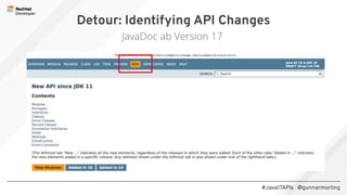#Java17APIs @gunnarmorling
Detour: Identifying API Changes
JavaDoc ab Version 17
 