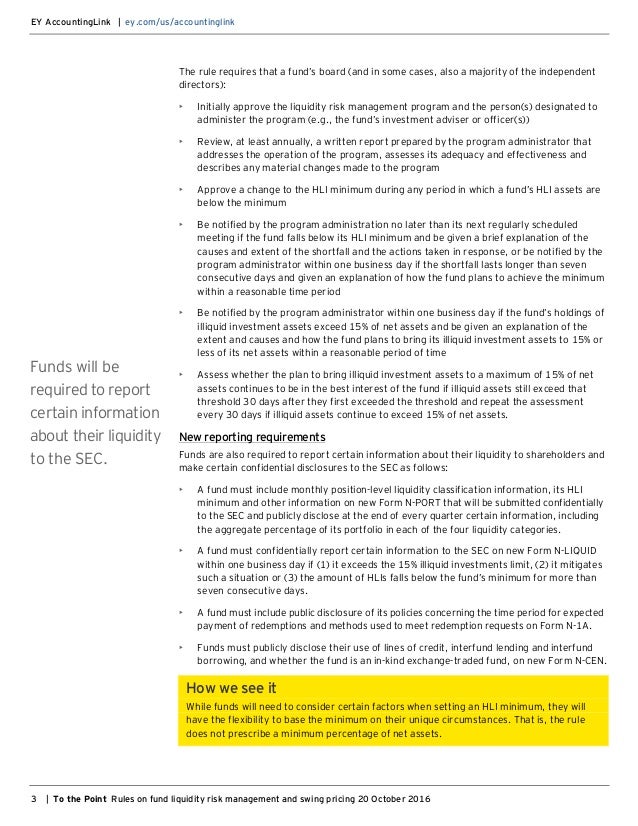 EY To the Point SEC rules on fund liquidity risk management and