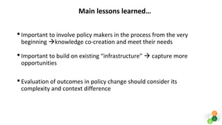 Bridging the gap between science and policy experience of multi scale platform approach in West Africa