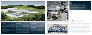 Next. It’s one thing to be building a brand-new manufacturing plant
                                                                                                                                                                                                                                                                                                      in the U.S. But it’s another thing to be doing it right. That’s why we’re
                                                                                                                                                                                                                                                                                                      developing our new facility according to the LEED Certification
                                                                                                                                                                                                                                                                                                      standards. Doesn’t a pristine new building deserve the very best that
                                                              B
                                                                                                                                                                                                                                                                                                      green technology has to offer? Of course. And so do all the people
                                                                                      C                                                                                                                                                                                                               who live in the community.
                                             A
                                                                                                                                   E
                                                                    D




                                                                                               F




                                                                                                                                                                                                                                                                                                      At home in America.
                                                                                                                                                                                                 To help us ensure the highest-quality production for our cars, our employees help program each
                                                                                                                                                                                                 state-of-the-art robot to perform its specific task so the robots can assist during the production
                                                                                                                                                                                                 and assembly process.                                                                                From its advanced laser seam welding process that gives our cars stability and
A. Smarter Paint                                                  C. Monsoon Testing                                               E. Precision Manufacturing
In order to increase the quality of paint on your new VW,         Every new VW built in the Chattanooga facility undergoes         When we build the sheet metal for our cars, we stamp it                                                                                                            strength, to the six-minute monsoon water test to check for any sign of leaks,
we combined the primer and basecoat into a single thick           a six-minute “monsoon” water test to check for any leaks.        so precisely that the typical gap between metal sheets is                                                                                                          the brand-new Chattanooga, TN, manufacturing plant is state of the art. And
coat to remove one step of the process. Not only does this        Drenching the car in such a deluge of water helps us ensure      between 3 and 4 mm. Then we use our special chalk test to                                                                                                          those are just a couple of the benefits of starting from scratch. When you build
create a better finish, it also helps reduce CO 2 emissions       that each new VW will withstand anything that nature rains       find any imperfections that can’t be seen by the naked eye.
                                                                                                                                                                                                                                                                                                      something from the ground up, you can control every element of the process—
by almost 20 percent.                                             down upon it.
                                                                                                                                   F. Volkswagen Academy                                                                                                                                              from the building materials, to the quality of the people working on every step
B. Recycled Land                                                  D. Community Bridge                                              In order to enable our employees to meet our high quality                                                                                                          of development, to the world-class cars that emerge at the end of the line. It
Our state-of-the-art, eco-friendly manufacturing facility         Not only is the bridge that connects the Volkswagen Academy      standards, we partnered with the state of Tennessee to                                                                                                             also gives us the opportunity to expand our network to include local suppliers,
stands on land that is ideal for environmental renewal.           to the main production facility visually stunning, it was also   build the Volkswagen Academy. We then hired the best
                                                                                                                                                                                                                                                                                                      making sure to let them know about our standards so they can deliver the
As we build, we’re relocating and restoring creeks to help        designed by a group of architecture students from Auburn         team of trainers to ensure that we have the most talented
                                                                                                                                                                                                                                                                                                      high-quality product we require. The way we look at it, this is not only the most
manage storm runoff and we’re replanting any trees that           University who won our design competition. This competition      group of plant technicians anywhere.
have been cut down.                                               was part of the $5.28 million investment we’re making                                                                                                                                                                               eco-friendly and modern plant in the VW portfolio, it’s also an investment in
                                                                  in schools and universities in the surrounding community.                                                                                                                                                                           our collective future. So here’s to building positive momentum. Together.
 