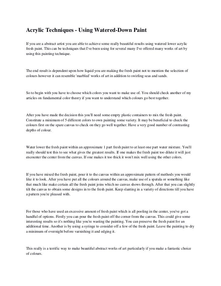 Acrylic Techniques Using WateredDown Paint