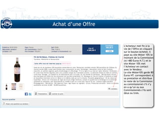 Achat d’une Offre
Le Paiement



                        L’Acheteur met fin à la
                        vie de l’Offre en cliquant
                        sur le bouton Acheter, il
                        paye au site Mister 10% le
                        montant de la Commission
                        (ici 480 Euros H.T.) et le
                        site Mister 10% met
                        l’Acheteur en contact
                        avec le Vendeur.
                        Le site Mister10% garde 80
                        Euros HT. correspondant à
                        sa prestation et distribue
                        le reste de la Commission
                        au commissionné s’il n’y
                        en a qu’un ou aux
                        Commissionnés s’ils sont
                        deux ou trois.
 