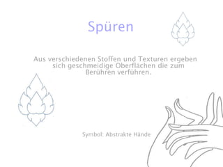 Spüren Aus verschiedenen Stoffen und Texturen ergeben sich geschmeidige Oberflächen die zum Berühren verführen.Symbol: Abstrakte Hände