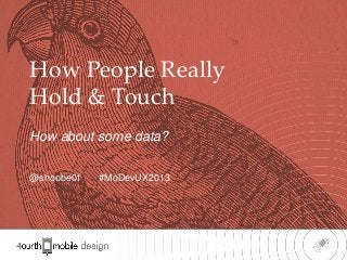 1
How People Really
Hold & Touch
How about some data?
@shoobe01 #MoDevUX2013
 