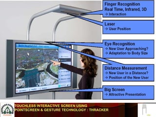 TOUCHLESS INTERACTIVE SCREEN USING POINTSCREEN & GESTURE TECHNOLOGY : THRACKER 