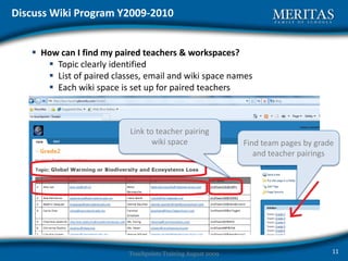 Examples of a well known wiki: Wikipedia4Touchpoints Training August 2009