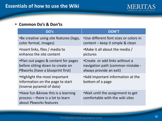 Essentials of how to use the Wiki