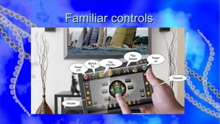 Familiar controls  Power on Power off Play Games Watch TV Volume Play DVD/Blu-Ray Channel 