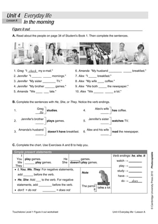 Touchstone 1-beginning-unit4-lesson-a-b-worksheet | PDF