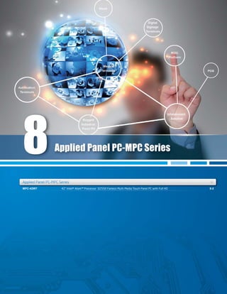 MPC-42W7 8-242" Intel® Atom™ Processor D2550 Fanless Multi-Media Touch Panel PC with Full HDMPC-42W7 8-242" Intel® Atom™ Processor D2550 Fanless Multi-Media Touch Panel PC with Full HD
Applied Panel PC-MPC Series +ries ++
Applied Panel PC-MPC Series
Applied Panel PC-MPC SerApplied Panel PC MPC Ser
8
 